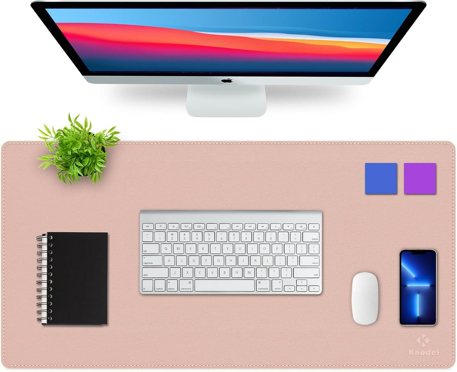 Desk Mat, Blotter, Dual-Sided Office Desk Pad, Waterproof Desk Mat for Desktop, Desk Blotters, PVC Leather Pad Protector (Pink, 31.5" X 15.7")