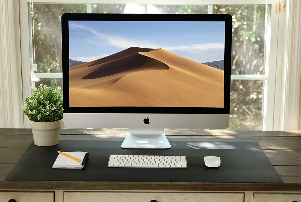 Leather Desk Pad 36" X 20",  Office Desk Mat Waterproof Black - Premium Quality - Smooth Mouse Writing Surface - Maximum Protection Dual-Sided Pu Leather Blotter for Desk Office/Home