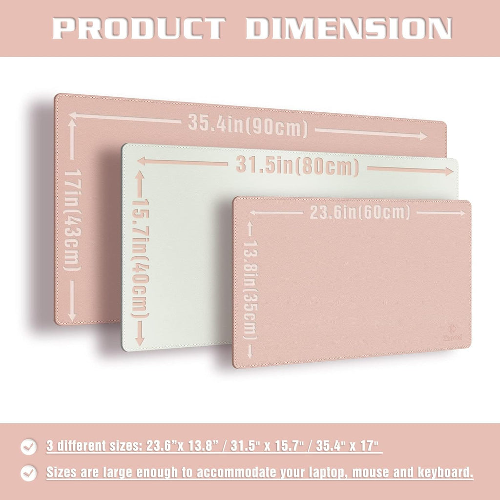 Desk Mat, Blotter, Dual-Sided Office Desk Pad, Waterproof Desk Mat for Desktop, Desk Blotters, PVC Leather Pad Protector (Pink, 31.5" X 15.7")