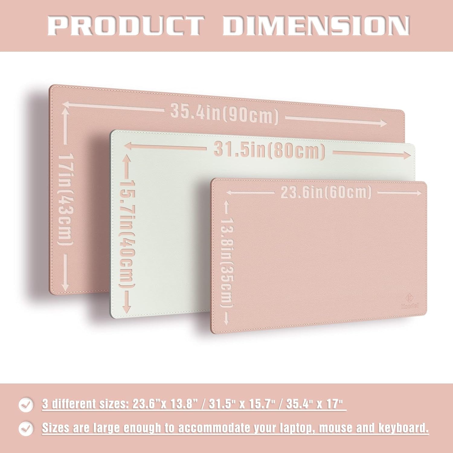 Desk Mat, Blotter, Dual-Sided Office Desk Pad, Waterproof Desk Mat for Desktop, Desk Blotters, PVC Leather Pad Protector (Pink, 31.5" X 15.7")