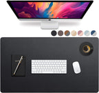 Leather Desk Pad 36" X 20",  Office Desk Mat Waterproof Black - Premium Quality - Smooth Mouse Writing Surface - Maximum Protection Dual-Sided Pu Leather Blotter for Desk Office/Home