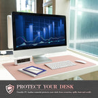 Desk Mat, Blotter, Dual-Sided Office Desk Pad, Waterproof Desk Mat for Desktop, Desk Blotters, PVC Leather Pad Protector (Pink, 31.5" X 15.7")