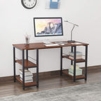 Home Office Desk 55 Inches Computer Desk, Storage Desk Morden Style with Open Shelves Worksation, Walnut DZ012-140-WA