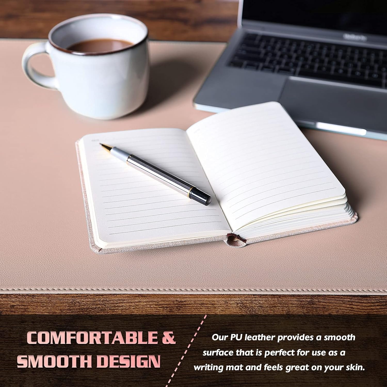Desk Mat, Blotter, Dual-Sided Office Desk Pad, Waterproof Desk Mat for Desktop, Desk Blotters, PVC Leather Pad Protector (Pink, 31.5" X 15.7")